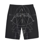 Black And White Sagittarius Sign Print Cotton Shorts