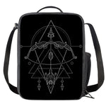 Black And White Sagittarius Sign Print Crossbody Lunch Bag