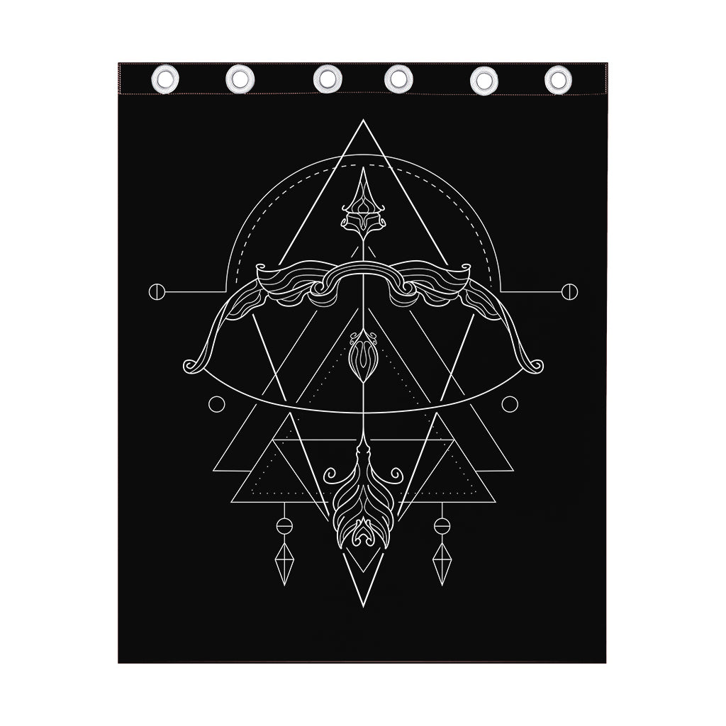 Black And White Sagittarius Sign Print Curtain