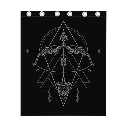 Black And White Sagittarius Sign Print Curtain