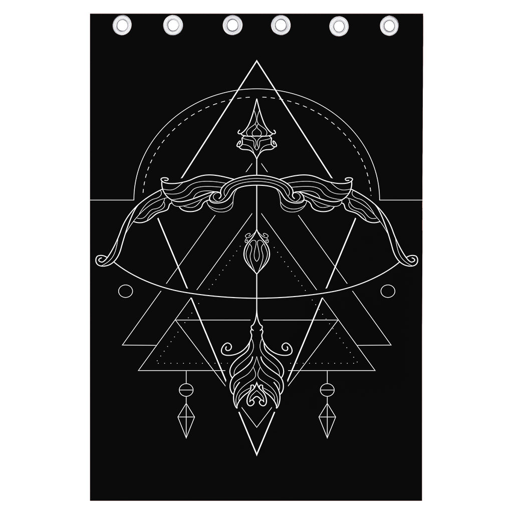 Black And White Sagittarius Sign Print Curtain