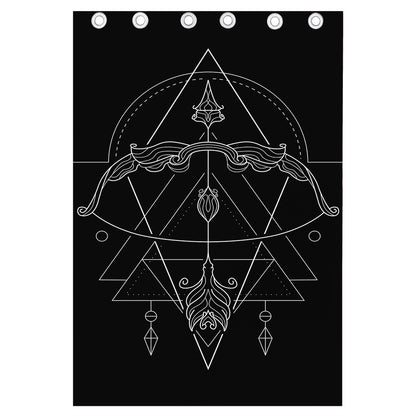 Black And White Sagittarius Sign Print Curtain