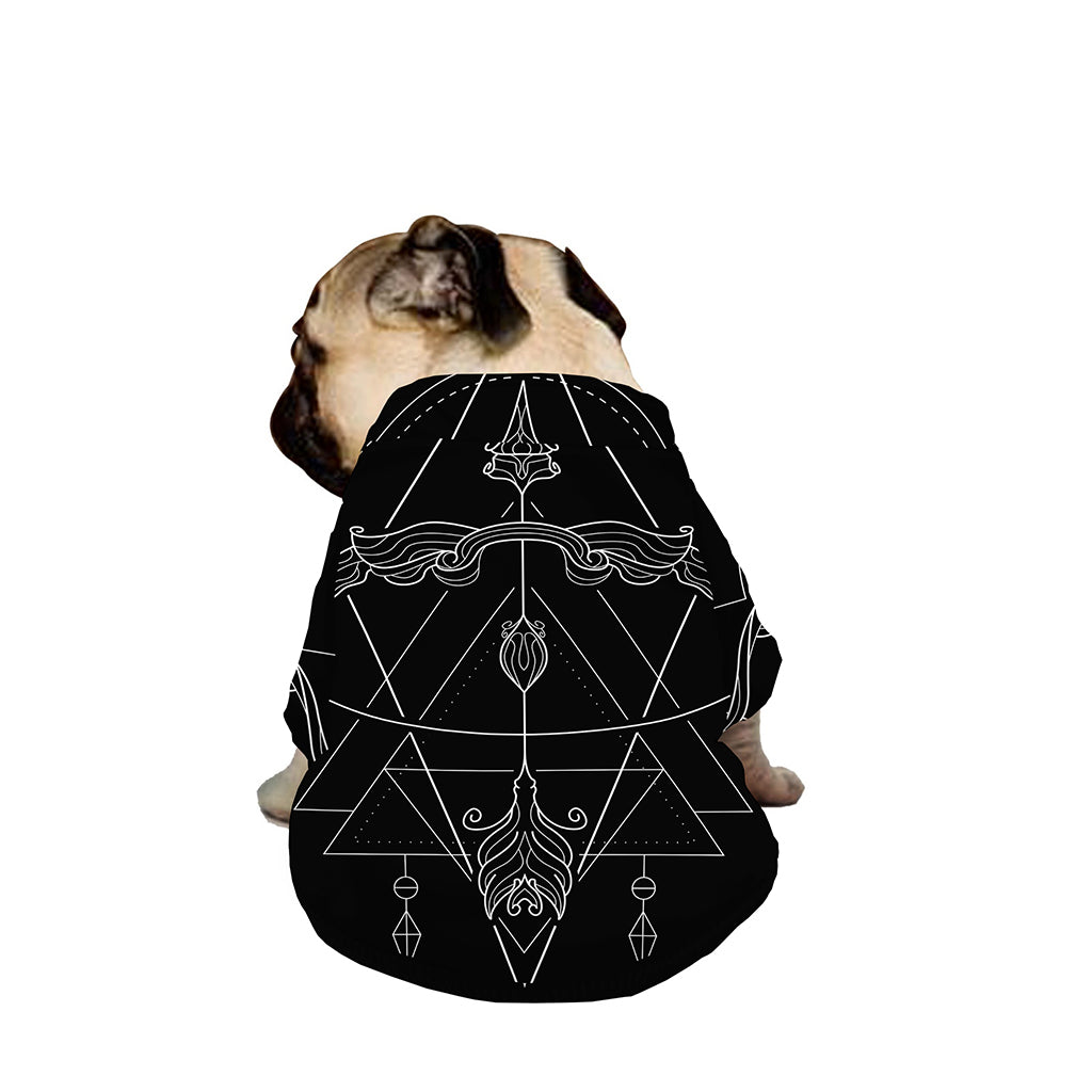 Black And White Sagittarius Sign Print Dog Zip Up Jacket