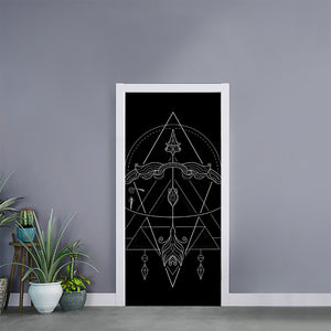 Black And White Sagittarius Sign Print Door Sticker