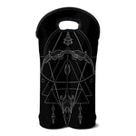 Black And White Sagittarius Sign Print Double Neoprene Wine Tote