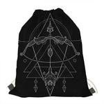 Black And White Sagittarius Sign Print Drawstring Bag