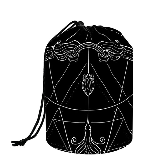 Black And White Sagittarius Sign Print Drawstring Makeup Bag