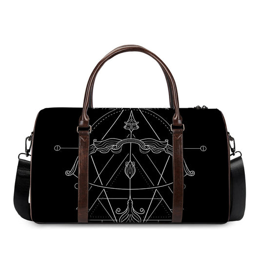 Black And White Sagittarius Sign Print Duffle Bag