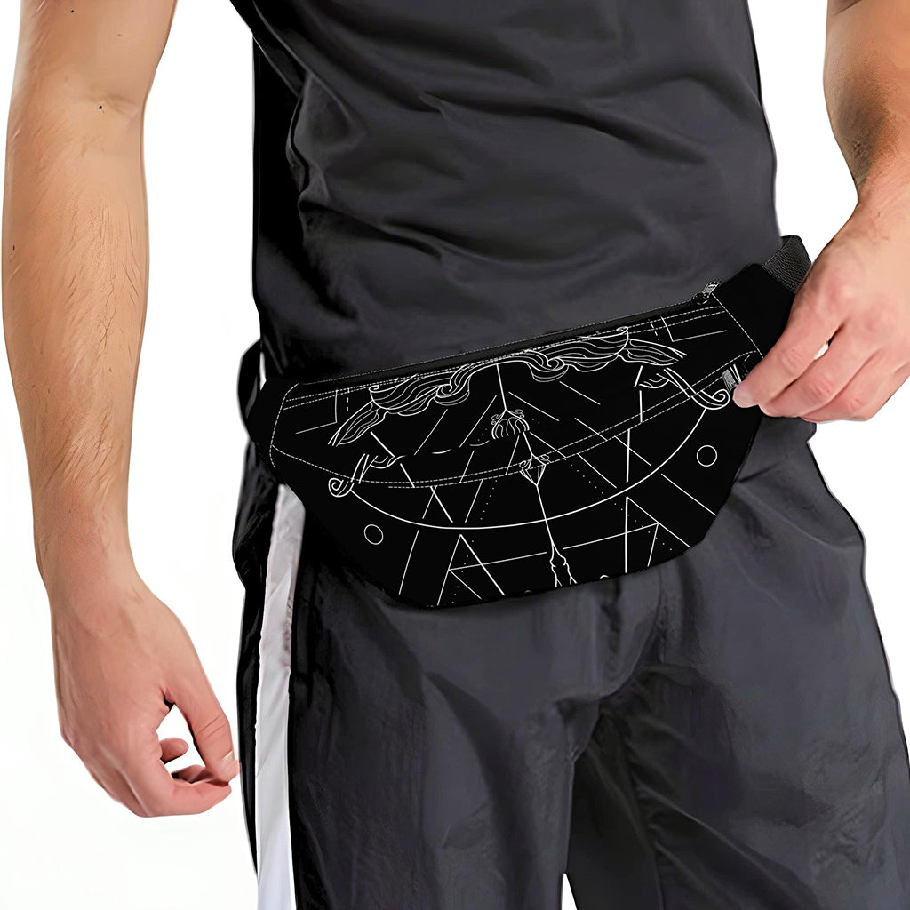 Black And White Sagittarius Sign Print Fanny Pack