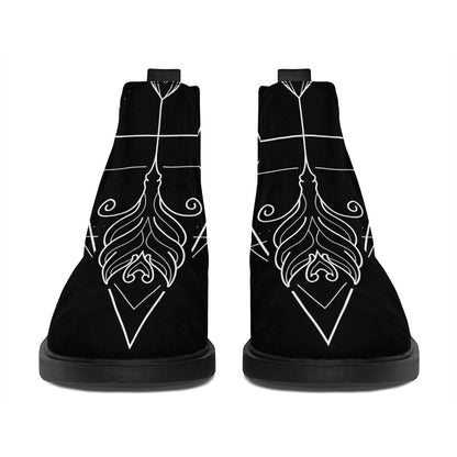 Black And White Sagittarius Sign Print Flat Ankle Boots