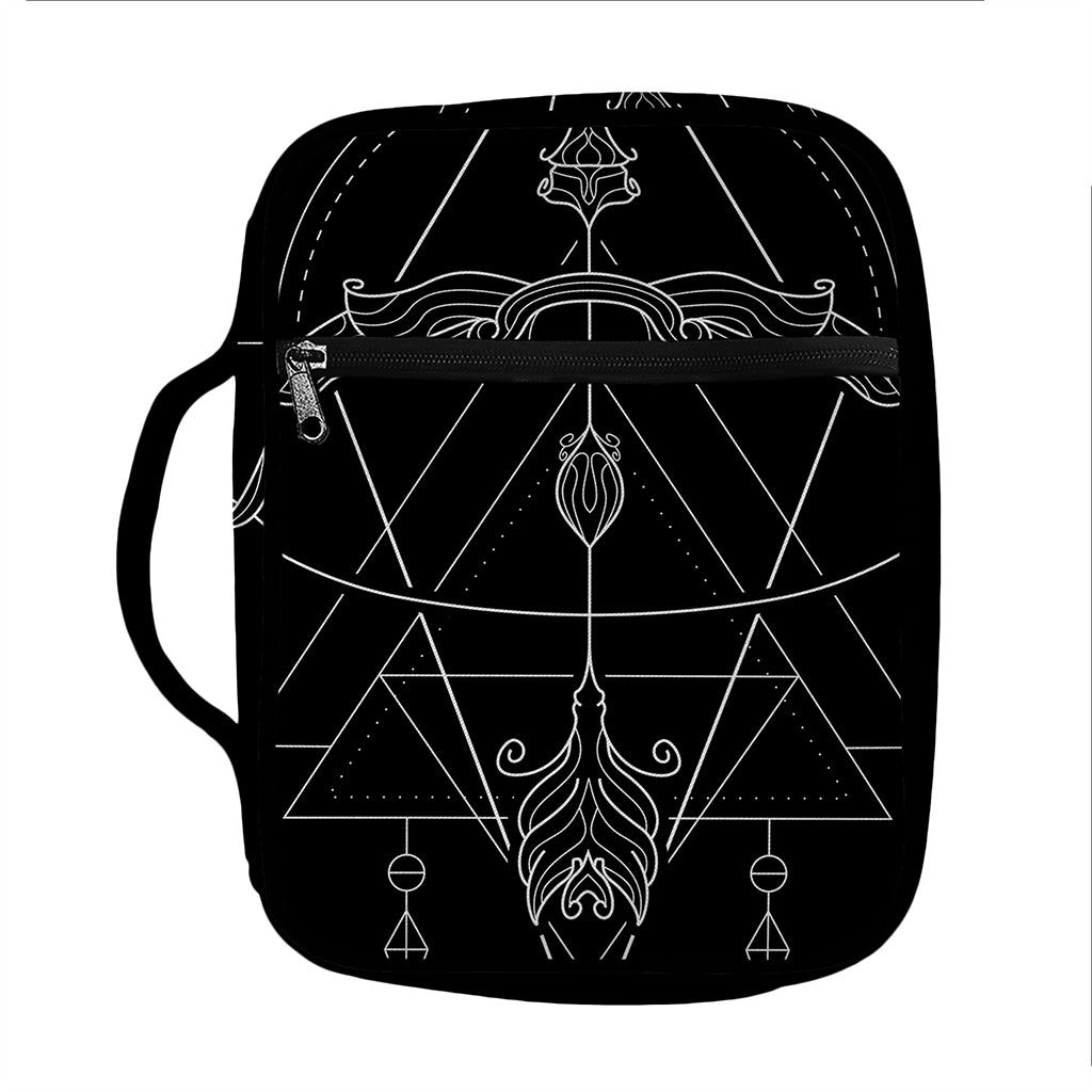 Black And White Sagittarius Sign Print Front Pocket Bible Bag