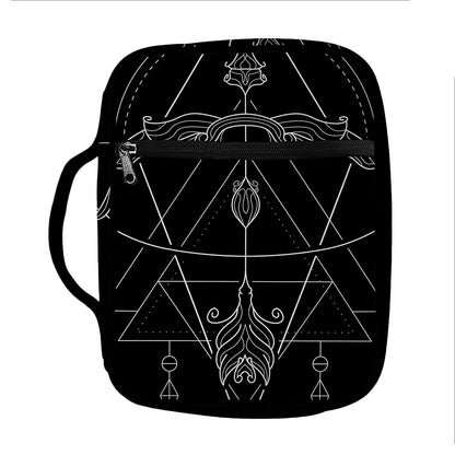 Black And White Sagittarius Sign Print Front Pocket Bible Bag