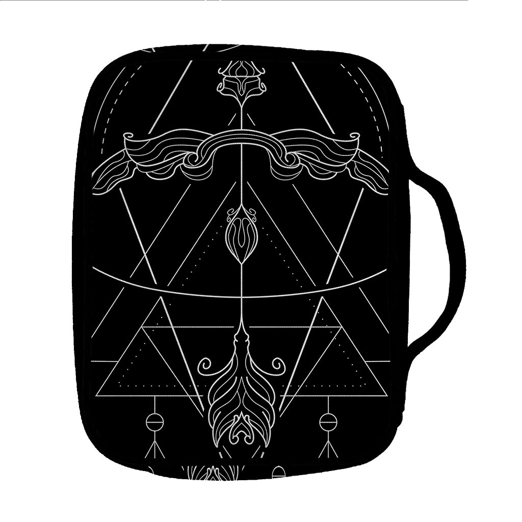 Black And White Sagittarius Sign Print Front Pocket Bible Bag