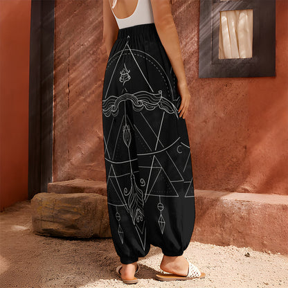 Black And White Sagittarius Sign Print Harem Pants