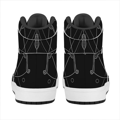 Black And White Sagittarius Sign Print High Top Leather Sneakers