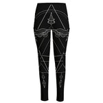 Black And White Sagittarius Sign Print High-Waisted Pocket Leggings