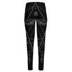 Black And White Sagittarius Sign Print High-Waisted Pocket Leggings