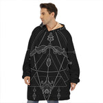 Black And White Sagittarius Sign Print Hoodie Blanket