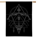 Black And White Sagittarius Sign Print House Flag