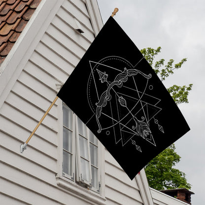 Black And White Sagittarius Sign Print House Flag