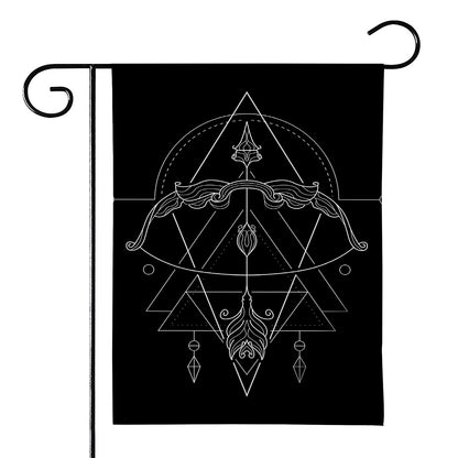 Black And White Sagittarius Sign Print House Flag