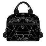 Black And White Sagittarius Sign Print Insulated Lunch Bag