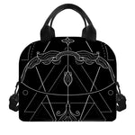 Black And White Sagittarius Sign Print Insulated Lunch Bag
