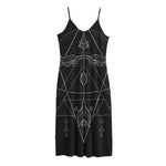 Black And White Sagittarius Sign Print Jersey Midi Cami Dress