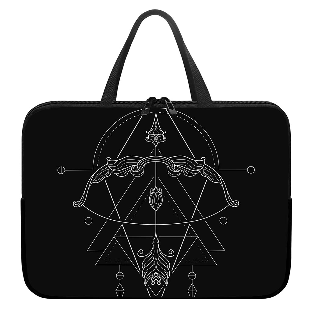 Black And White Sagittarius Sign Print Laptop Sleeve With Handle