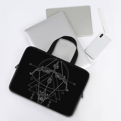 Black And White Sagittarius Sign Print Laptop Sleeve With Handle