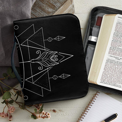 Black And White Sagittarius Sign Print Leather Bible Cover