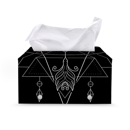 Black And White Sagittarius Sign Print Leather Tissue Box Cover