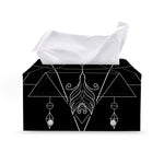 Black And White Sagittarius Sign Print Leather Tissue Box Cover