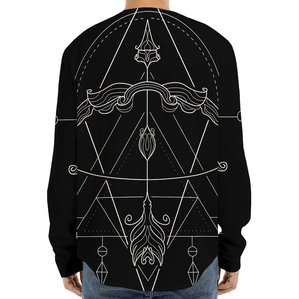 Black And White Sagittarius Sign Print Long Sleeve Baseball Jersey