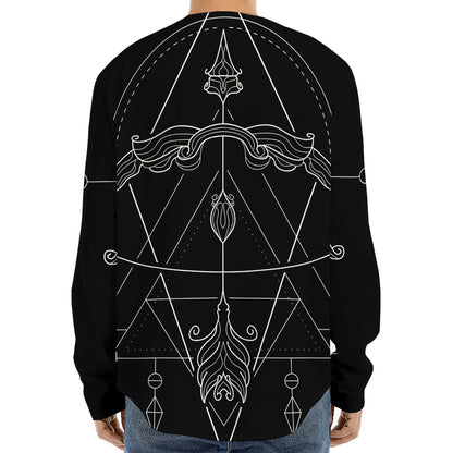 Black And White Sagittarius Sign Print Long Sleeve Baseball Jersey