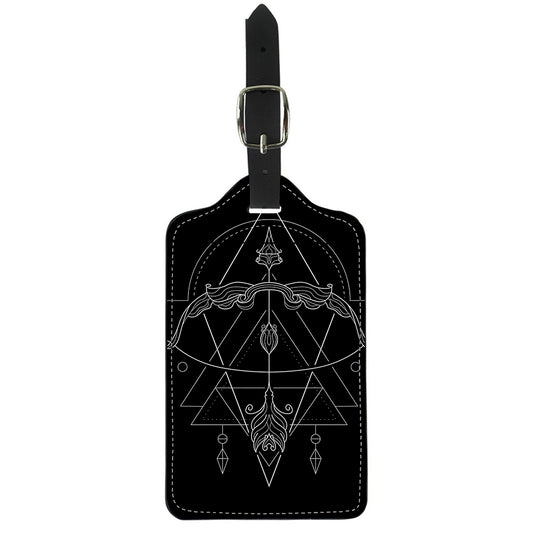 Black And White Sagittarius Sign Print Luggage Tag