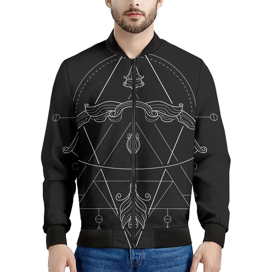 Black And White Sagittarius Sign Print Men's Bomber Jacket