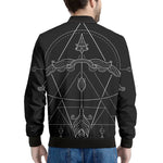 Black And White Sagittarius Sign Print Men's Bomber Jacket