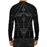 Black And White Sagittarius Sign Print Men's Long Sleeve Rash Guard