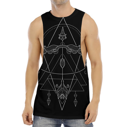 Black And White Sagittarius Sign Print Men's Muscle Tank Top