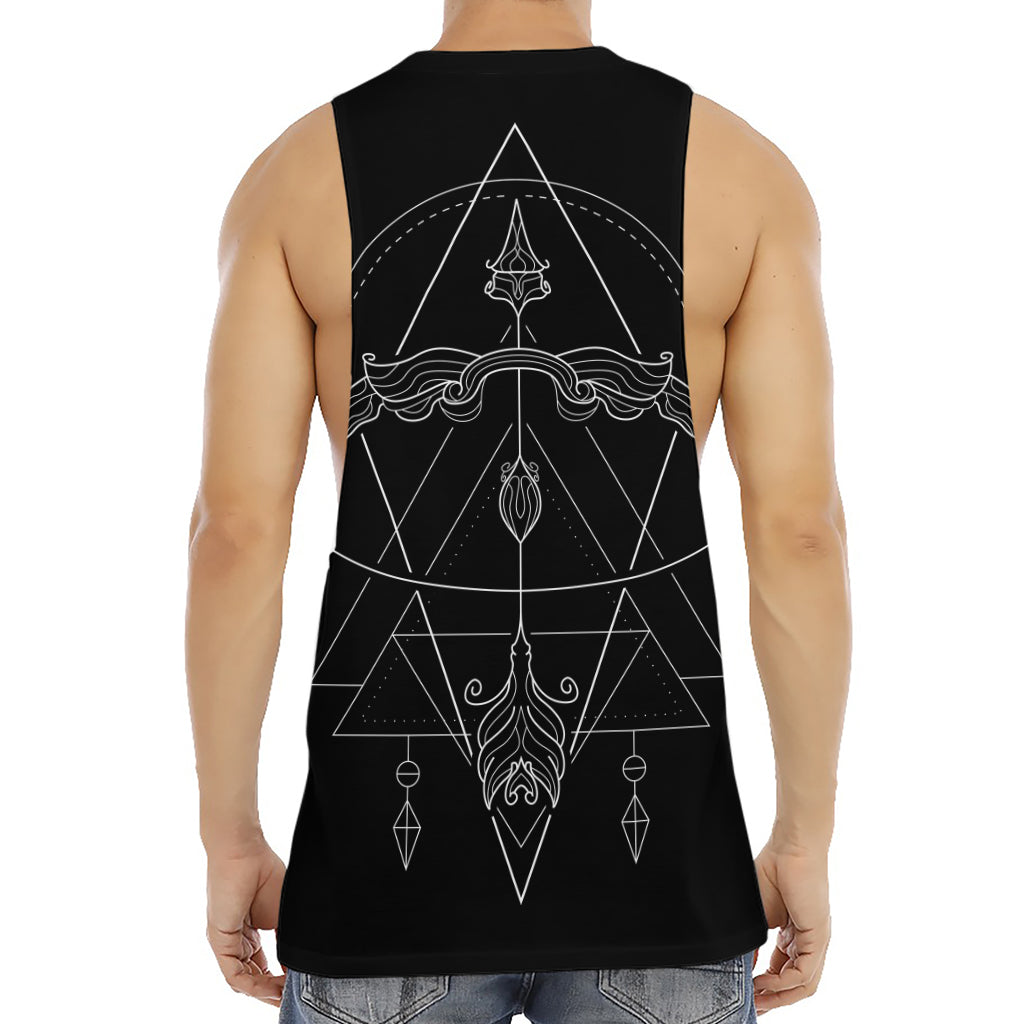 Black And White Sagittarius Sign Print Men's Muscle Tank Top