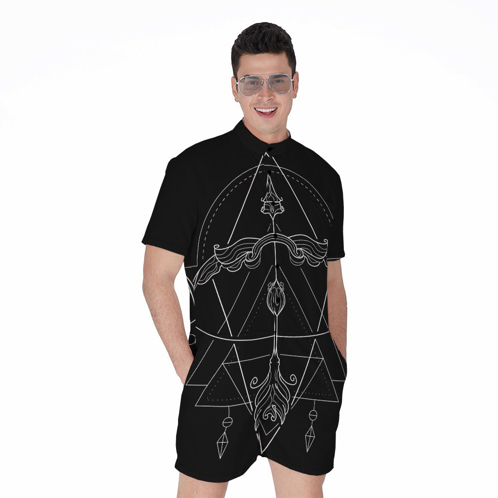 Black And White Sagittarius Sign Print Men's Rompers