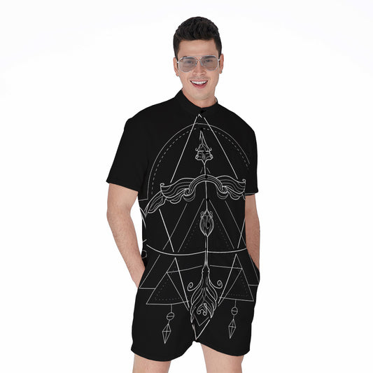 Black And White Sagittarius Sign Print Men's Rompers