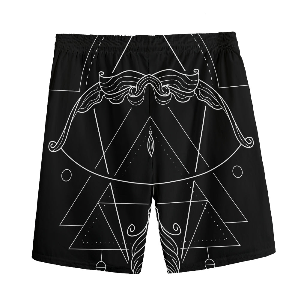 Black And White Sagittarius Sign Print Men's Sports Shorts