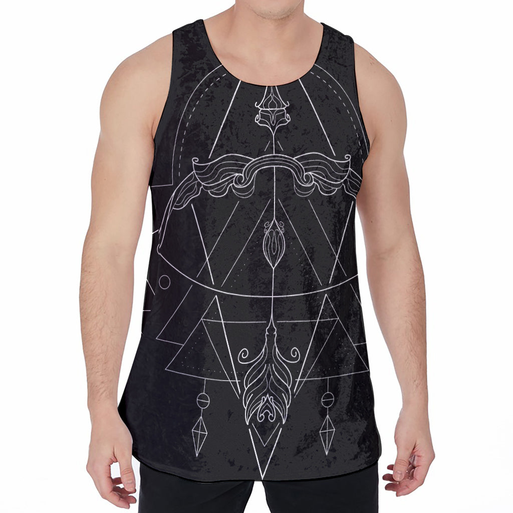 Black And White Sagittarius Sign Print Men's Velvet Tank Top