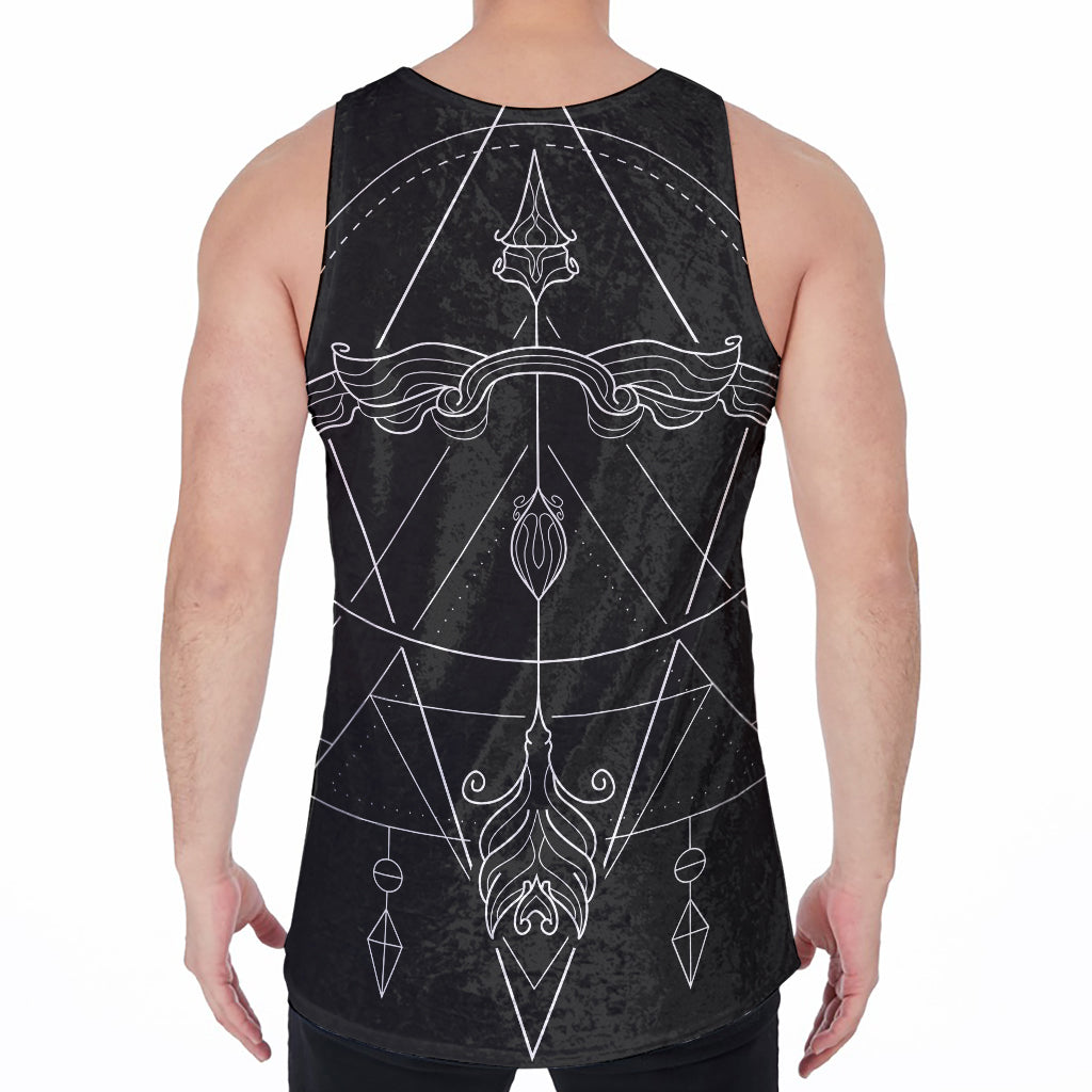 Black And White Sagittarius Sign Print Men's Velvet Tank Top