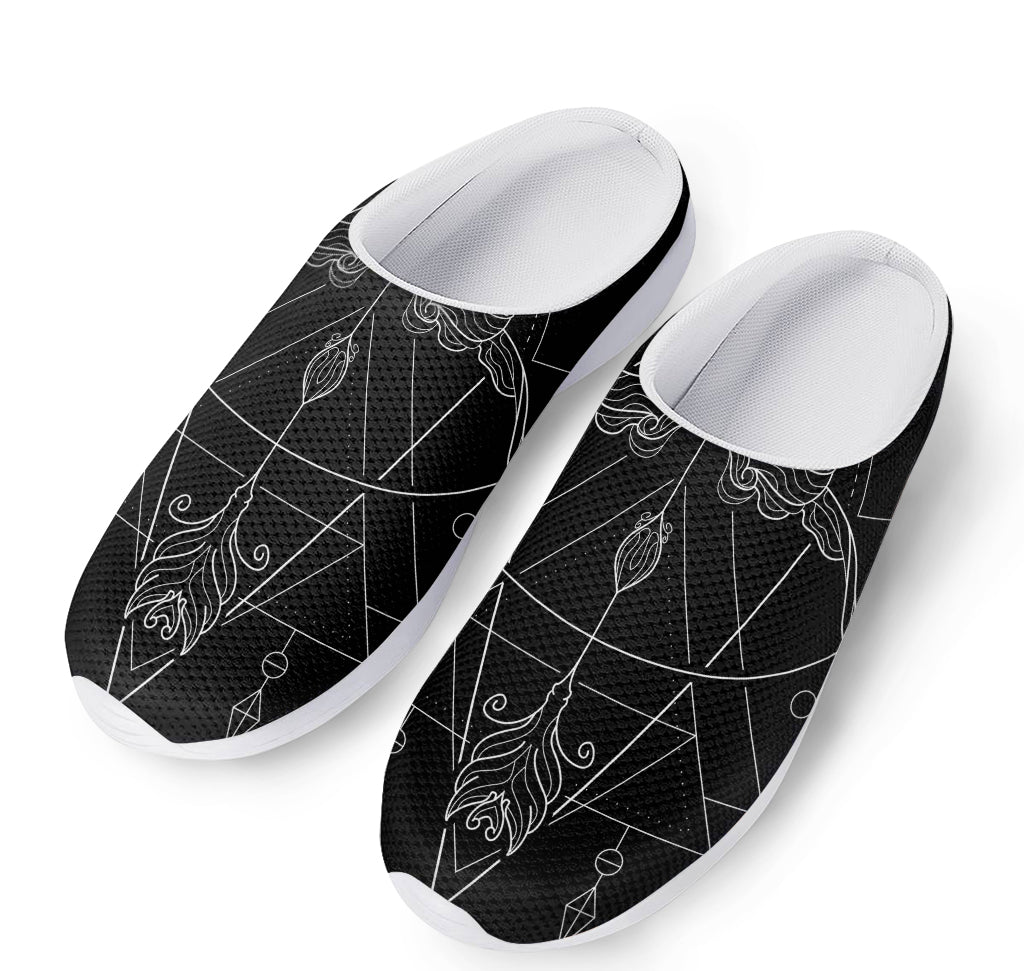 Black And White Sagittarius Sign Print Mesh Casual Shoes