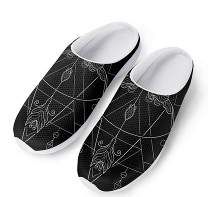 Black And White Sagittarius Sign Print Mesh Casual Shoes