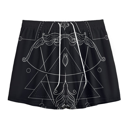 Black And White Sagittarius Sign Print Mesh Shorts