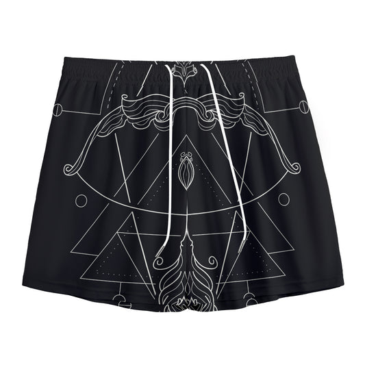 Black And White Sagittarius Sign Print Mesh Shorts